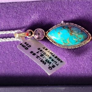 Turquoise and amethyst necklace
